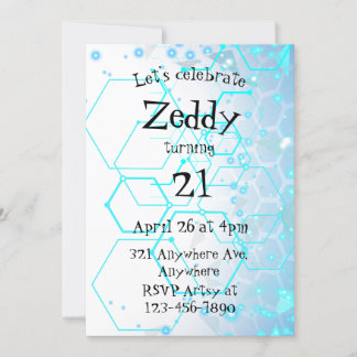 Convites Geométrica Azul-Claro