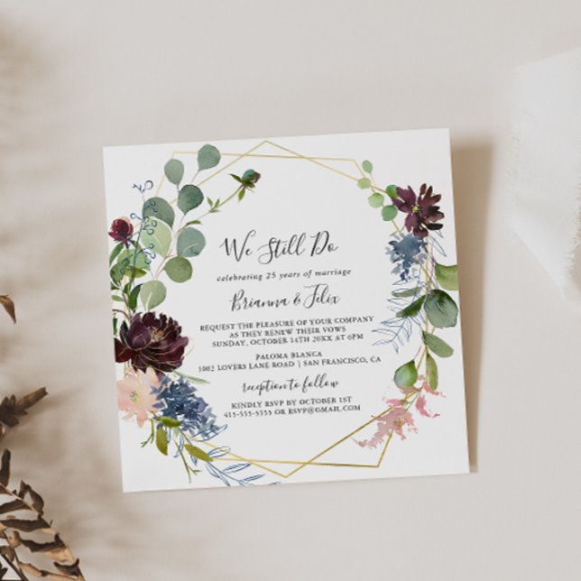 Convites Geométrica Dourada Burgundy Ainda Fazemos Renovaçã (Criador carregado)