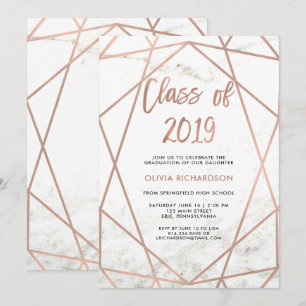 Convites Geométrica Dourada de Faux Rosa  Festa de formatu