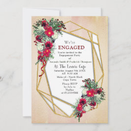 Convites Geométrico - Buquês Dourados da Borgonha Glitter