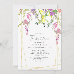 Convites Geométrico Colorido De Flor Selvagem Na Noite Ante