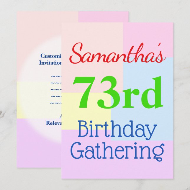 Convites Geométrico Considerado "73º Aniversário de Recolha (Frente/Verso)