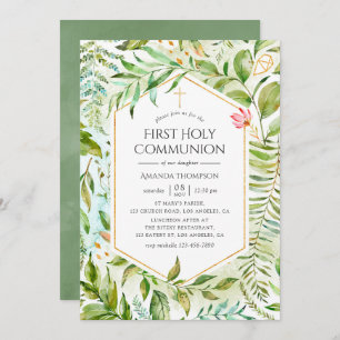 Convites Geométrico Crystal Greenerion Santa Comunhão
