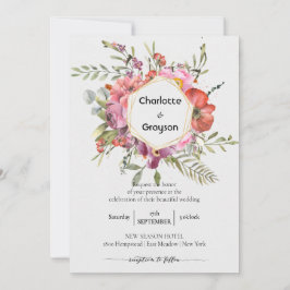 Convites Geométrico Dourado | Casamento de Buquê Floral Vio
