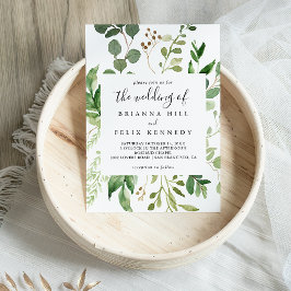 Convites Geométrico Eucalyptus Brown Floral O Casamento De