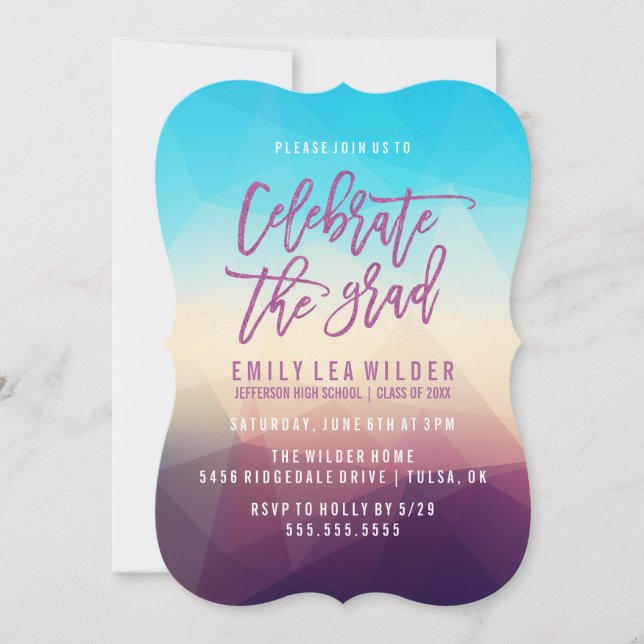 Convites Geométrico | Festa de formatura (Frente)