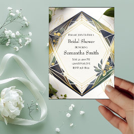 Convites Geométrico Moderno com Chá de panela de Flores Peq