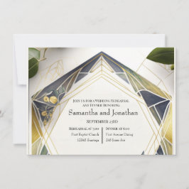 Convites Geométrico Moderno com Pequenas Flores Rehearsal