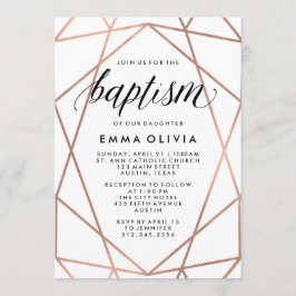 Convites Geométrico Moderno do Batismo Branco