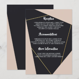 Convites Geométrico preto-rosa e dourado