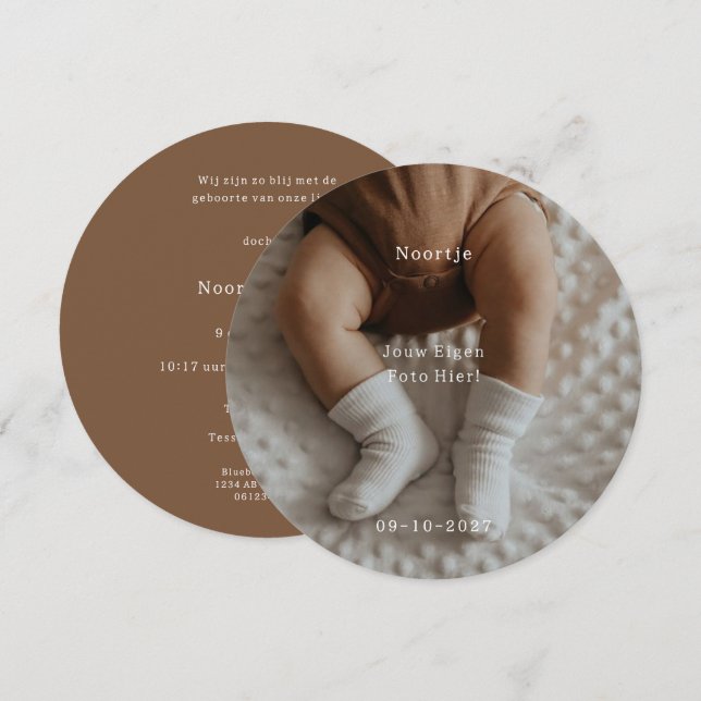 Convites Gepersonaliseerd Geboortekaartje Met Eigen Foto. (Frente/Verso)