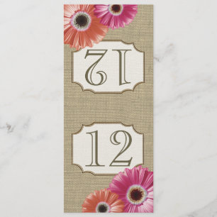 Convites Gerbera Daisy Pink e Coral Table Number