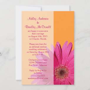 Convites Gerbera Laranja Rosa Apenas Recepção de Casamento
