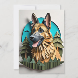 Convites German shepherd 3D Paper Art Design T-shirt
