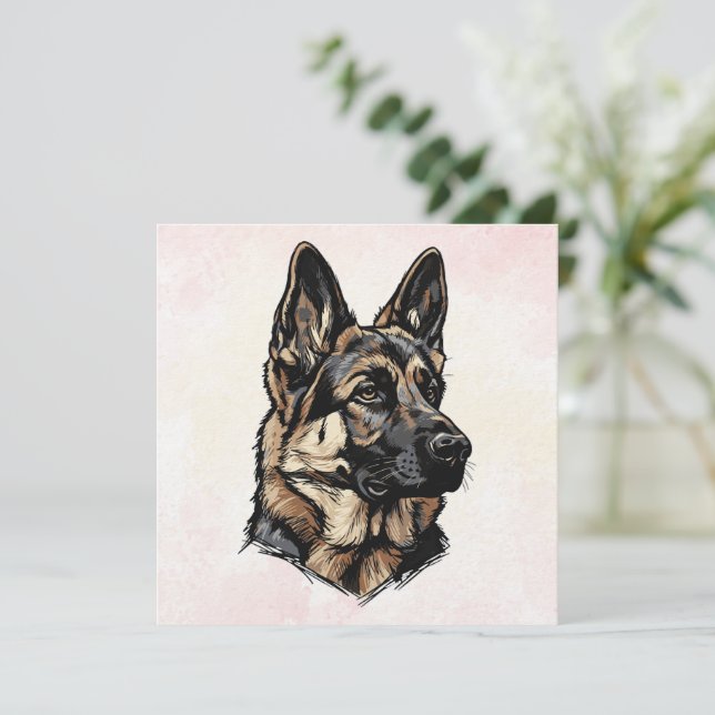 Convites German Shepherd Art (Em pé/Frente)