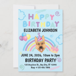 Convites German Shepherd Birthday Party Invitation Blue