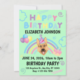 Convites German Shepherd Birthday Party Invitation Green
