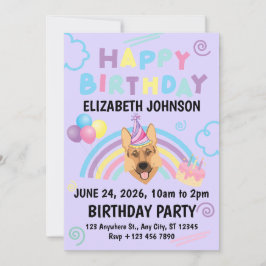 Convites German Shepherd Birthday Party Invitation Purple