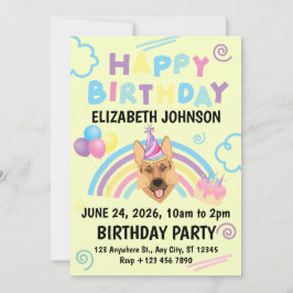Convites German Shepherd Birthday Party Invitation Yellow