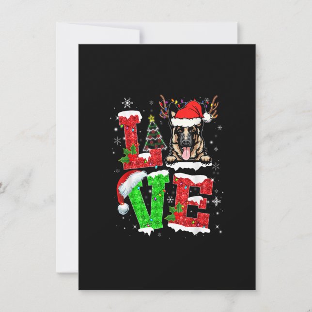 Convites German shepherd Engraçado Árvore De Natal Luzes Xm (Frente)