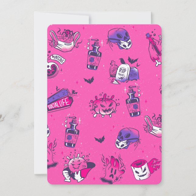 Convites germes rosa covid halloween assustador (Frente)