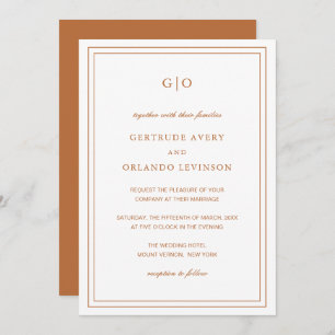 Convites Gertrude Burnt Orange Classic Elegant Wedding