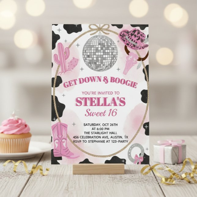 Convites Get Down & Boogie Disco Cowgirl Sweet 16 Birthday (Criador carregado)