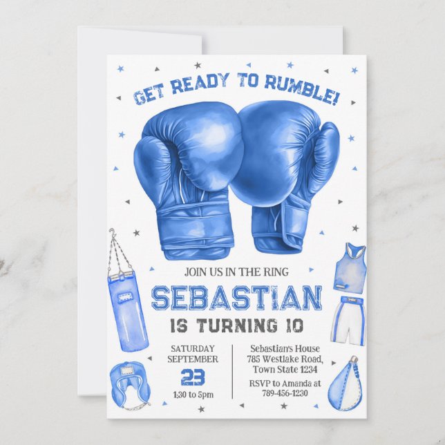 Convites Get Ready To Rumble Boxing Birthday Invitation (Frente)