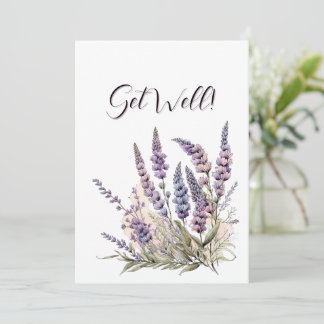 Convites Get Well Lavender Flowers Watercolor Art