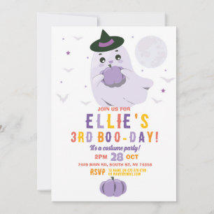 Convites Ghost Birthday Pumpkins Girls Purple