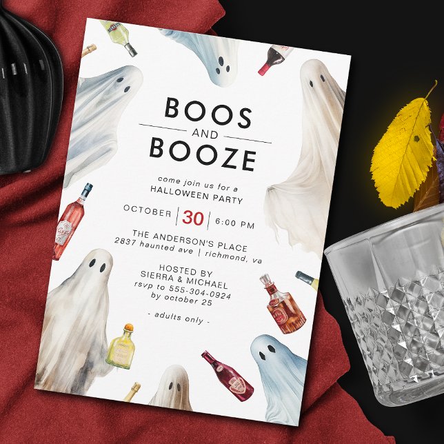 Convites Ghost Boos e Booze | Festa divertida de Dia das Br (Criador carregado)