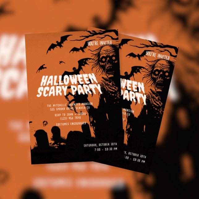 Convites Ghost e Bat Halloween Festa Assustadora (Criador carregado)