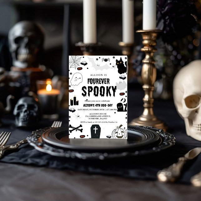 Convites Ghost Fouore Spooky Halloween 4ª festa de aniversá (Criador carregado)