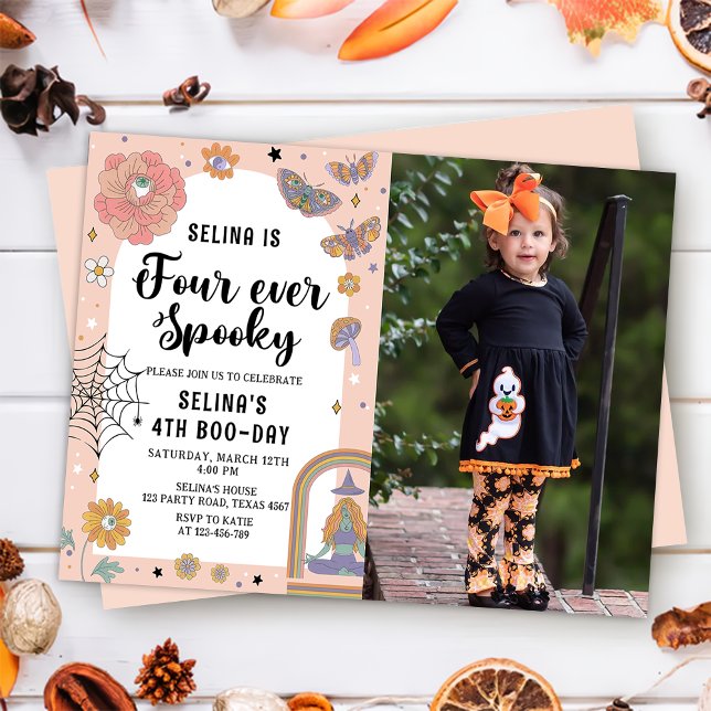 Convites Ghost Halloween Four Ever Spooky 4º aniversário (Criador carregado)