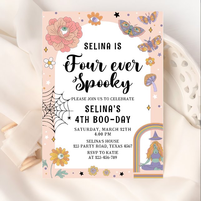Convites Ghost Halloween Four Ever Spooky 4º aniversário (Criador carregado)