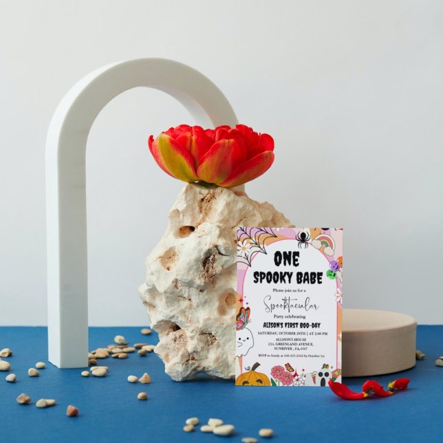 Convites Ghost Halloween Spooky vibes Retro Groovy Birthday (Criador carregado)