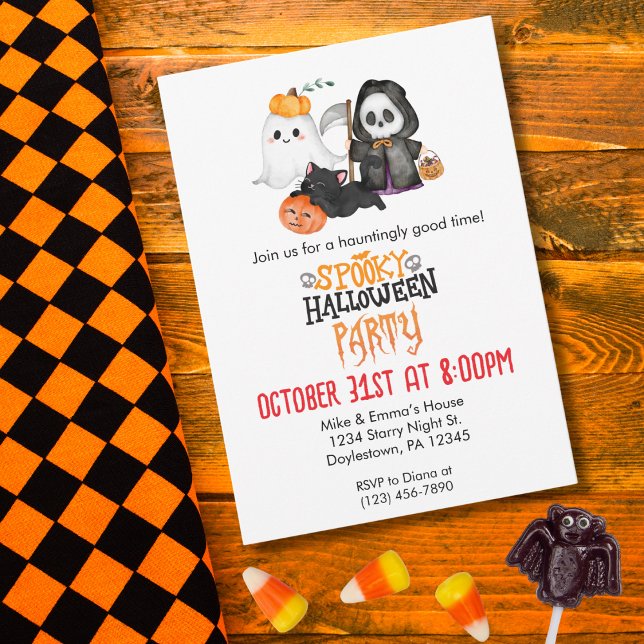 Convites Ghost Pumpkin Grim Reaper Black Fresco Bonito Hall (Criador carregado)