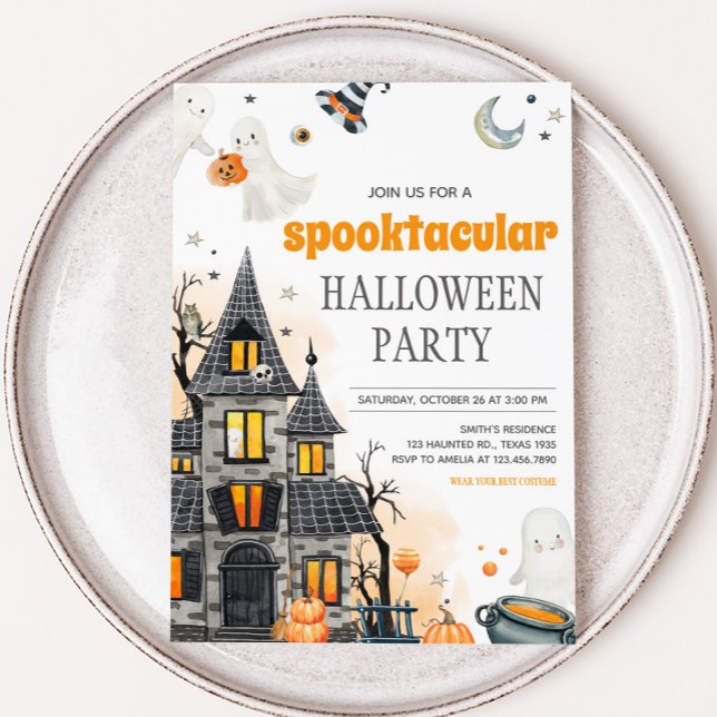 Convites Ghost Spooktacular Festa de Halloween (Spooktacular Ghost Halloween Party Invitation)