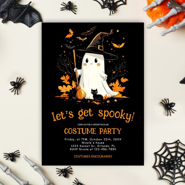 Convites Ghost Witch Spooky, Festa de Halloween de outubro (Ghost Witch Spooky October Halloween Party Invitation)