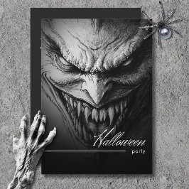 Convites Ghoulish Gargoyle Black & White Halloween Party