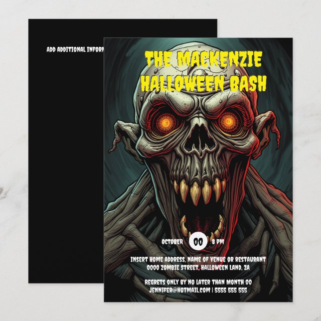 Convites Ghoulish ghoul assustador adultos da festa do Dia  (Frente/Verso)