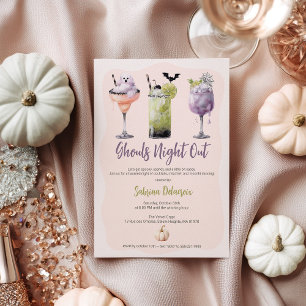 Convites Ghouls Night Out Watercolor Cocktails Halloween