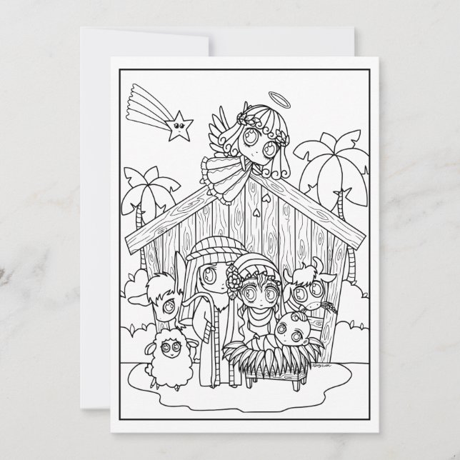 Convites gibi manga giro Natividade Motivo da cena para a t (Frente)