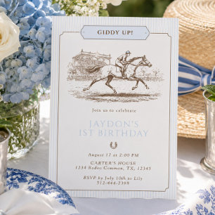 Convites Giddy Up Horse Racing 1º Aniversário Prepppy