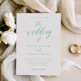 Convites Gift Box Blue Wedding Calligraphy Invitation 