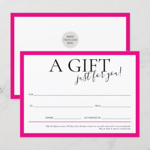 Convites GIFT VOUCHER elegante chic business fushcia rosa