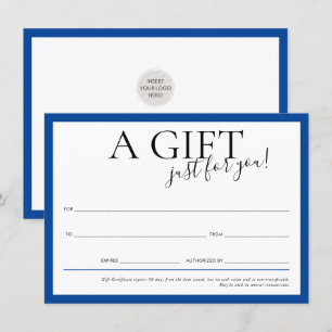 Convites GIFT VOUCHER elegante negócios de chic royal blue