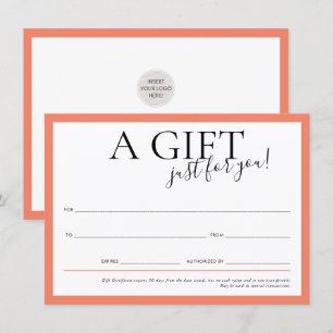 Convites GIFT VOUCHER - laranja moderna elegante de negócio