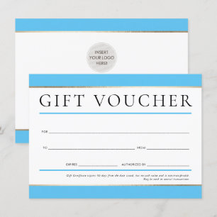 Convites GIFT VOUCHER moderno negócio elegante AQUA BLUE