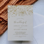 Convites Gilded Floral | Sorvete e Dourado Casamento de<br><div class="desc">Este convite para casamento de creme floral e ouro é perfeito para um casamento elegante. A design do boho moderno apresenta um arranjo caprichoso de folhas desenhadas, folhas e botânicos, em forma de folhas, de folhas falsas em folha de ouro. Nota: Este design não apresenta folha de ouro real. É...</div>